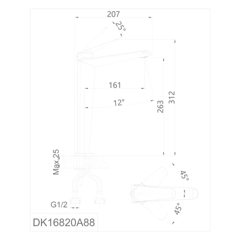 Ảnh Vòi chậu nóng lạnh D&K DK16820A88 2