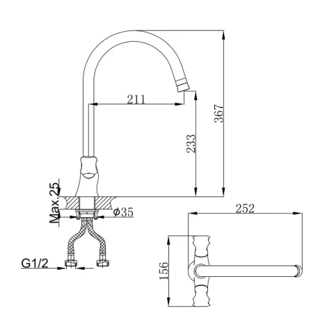Ảnh Sen tắm âm tường D&K DK1515701A04 2