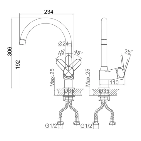 Ảnh Vòi rửa bát nóng lạnh D&K DK1392401 2