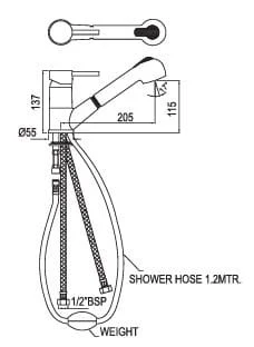 Ảnh Vòi rửa bát nóng lạnh Jaquar FLR-CHR-5177BV 2