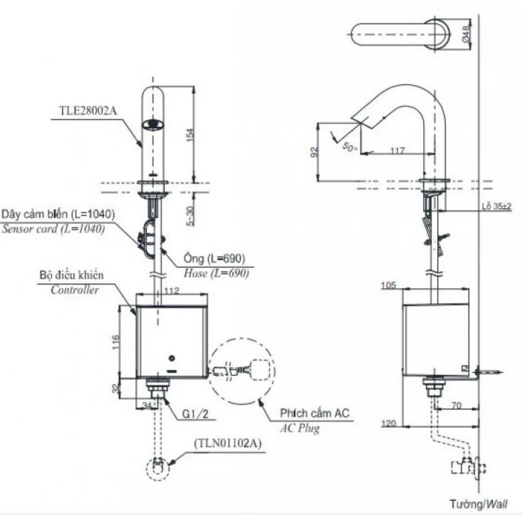 voi-cam-ung-nuoc-lanh-toto-tle29002v-tle04502v-tln01102a