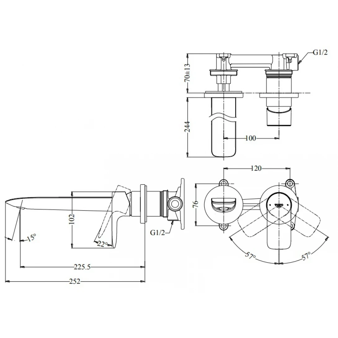 Ảnh Vòi chậu gắn tường TOTO TLG04310BB 2
