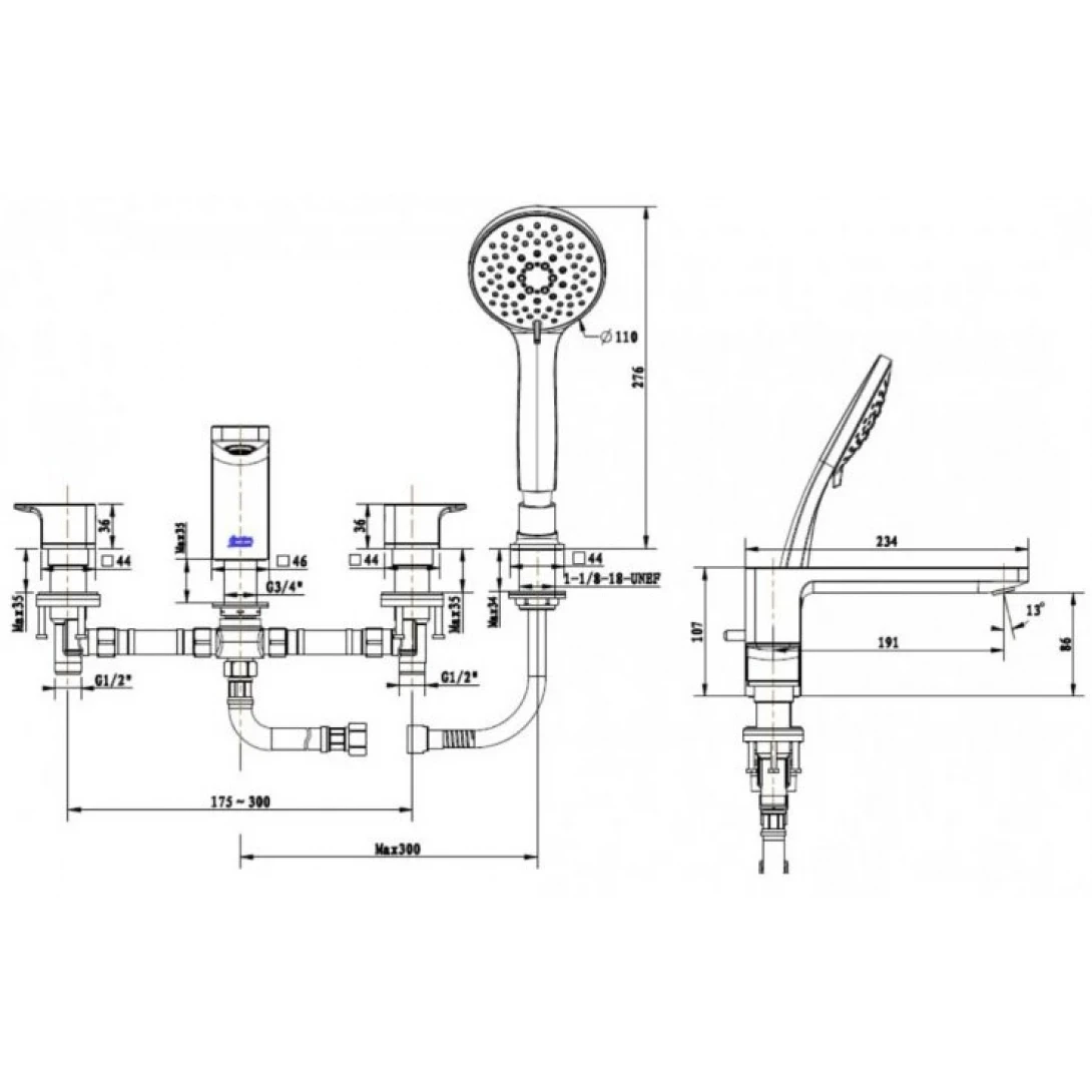 Ảnh Vòi bồn tắm American Standard WF-1300MB 2
