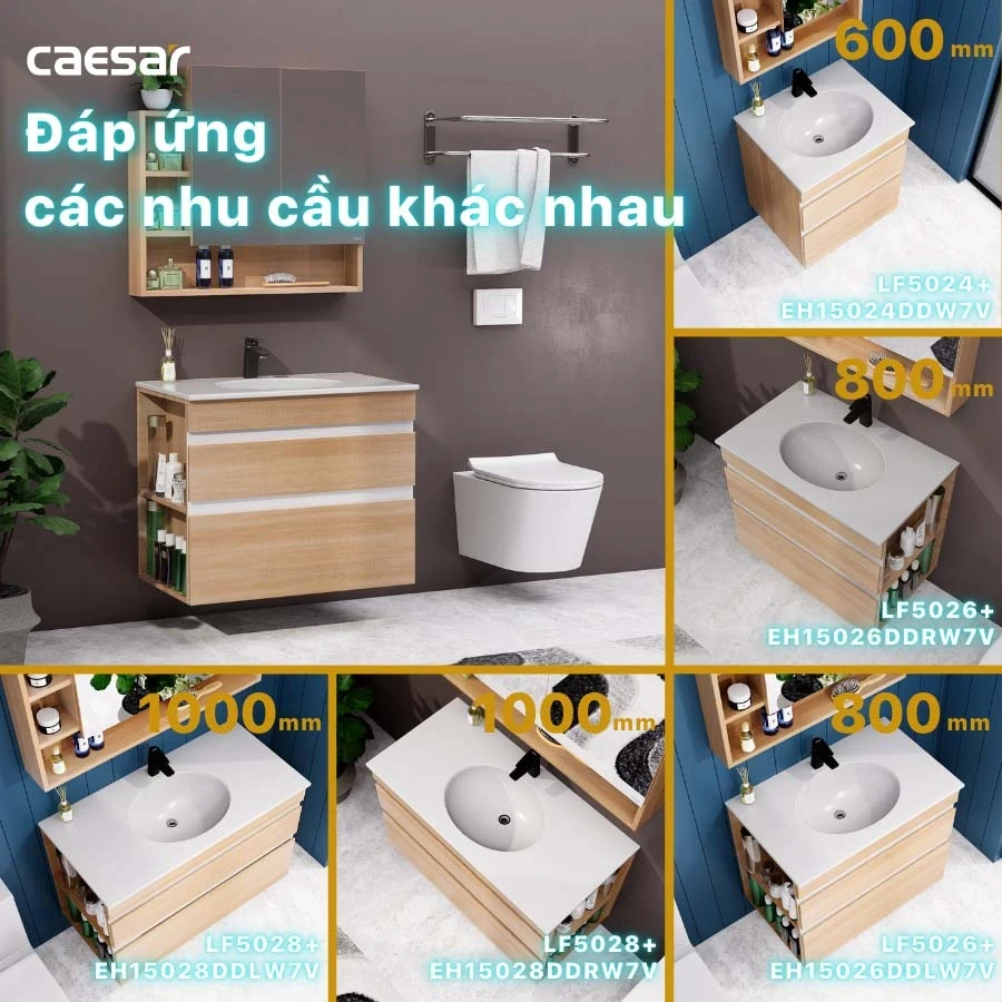 Ảnh Bộ tủ chậu Caesar LF5026 + EH15026DDLW7V 3