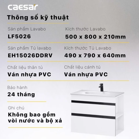 Ảnh Bộ tủ chậu Caesar LF5026 + EH15026DDRV 2
