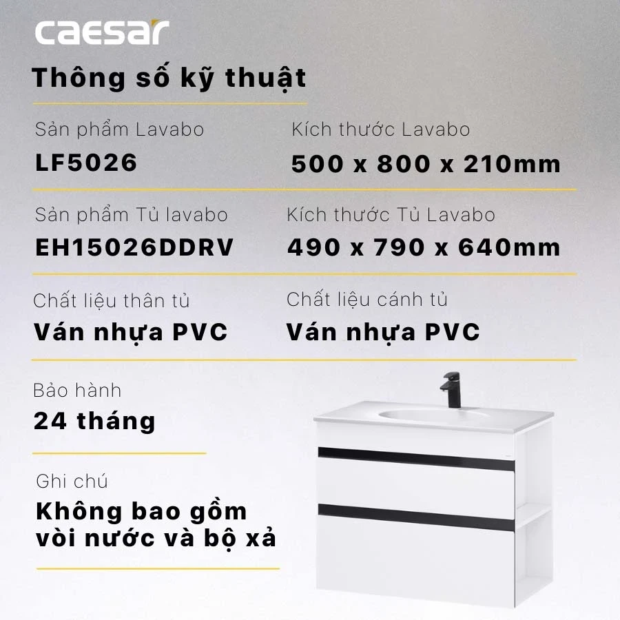 Ảnh Bộ tủ chậu Caesar LF5026 + EH15026DDRV 2
