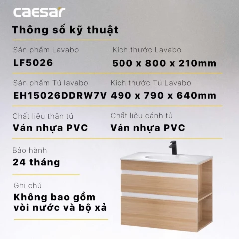 Ảnh Bộ tủ chậu Caesar LF5026 + EH15026DDRW7V 2