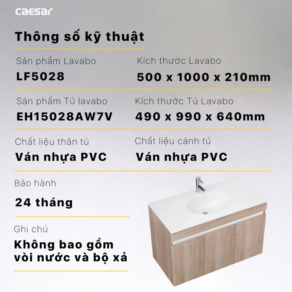Ảnh Bộ tủ chậu Caesar LF5028 + EH15028AW7V 2