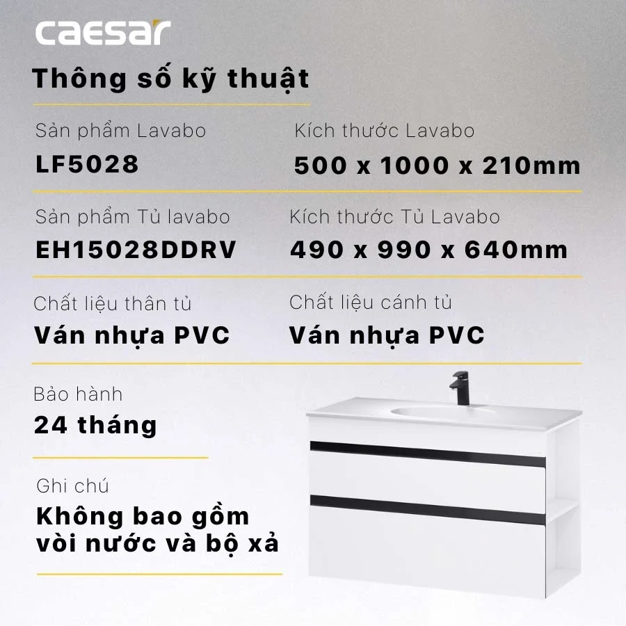 Ảnh Bộ tủ chậu Caesar LF5028 + EH15028DDRV 2