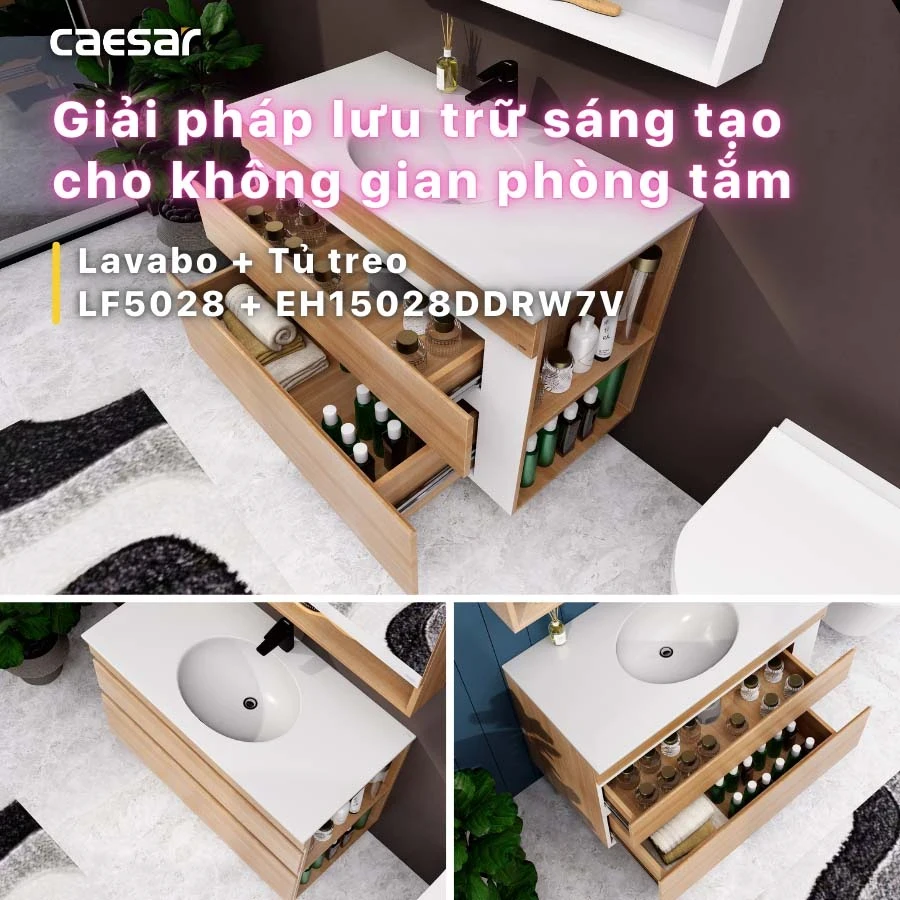 Ảnh Bộ tủ chậu Caesar LF5028 + EH15028DDRW7V 3