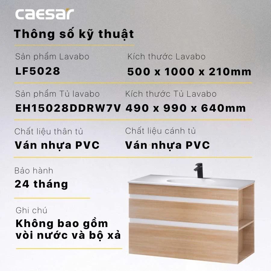 Ảnh Bộ tủ chậu Caesar LF5028 + EH15028DDRW7V 2