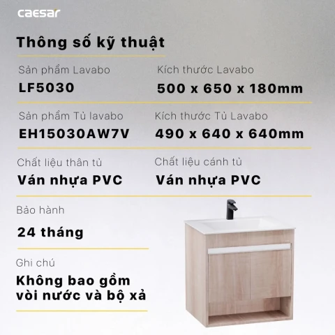 Ảnh Bộ tủ chậu Caesar LF5030 + EH15030AW7V 2