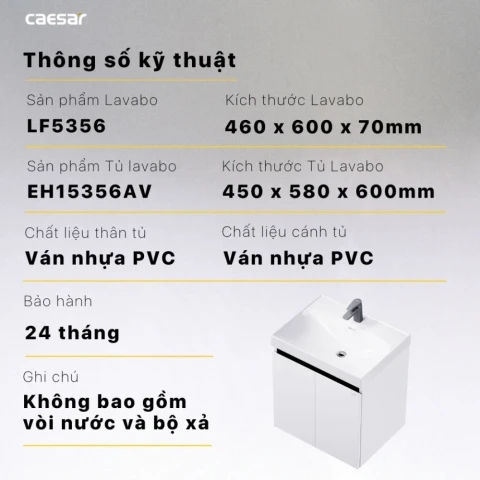 Ảnh Bộ tủ chậu Caesar LF5356 + EH15356AV 2