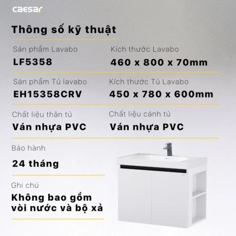 Ảnh Bộ tủ chậu Caesar LF5358 + EH15358CRV 2