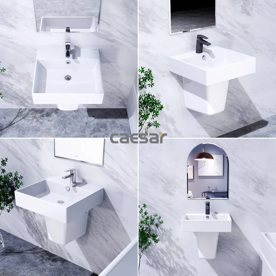 Ảnh Chậu rửa treo tường Caesar LF5263 + PF2463 3