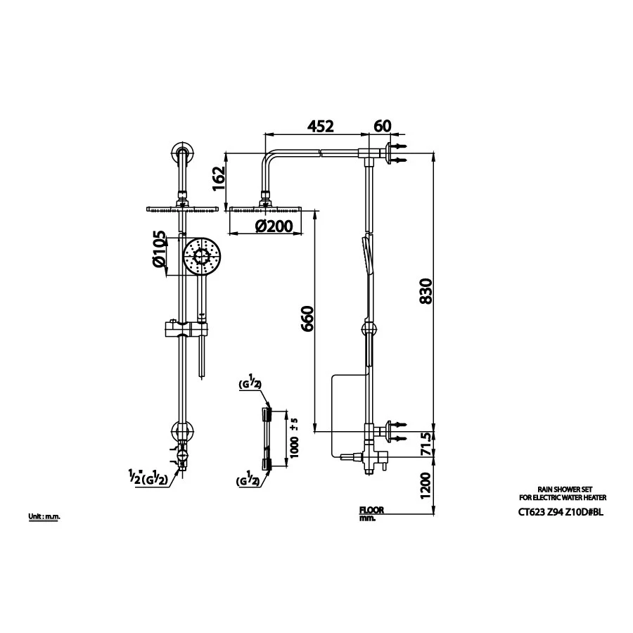 Ảnh Sen tắm cây nóng lạnh COTTO CT623Z94Z10D#BL 2