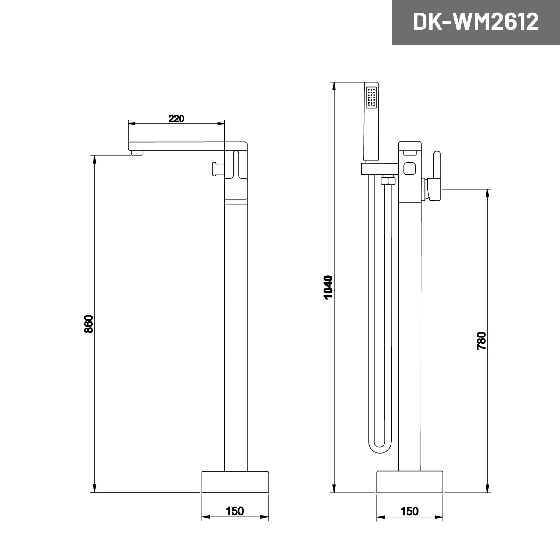 Ảnh Vòi sen bồn tắm D&K DK-WM2612 2