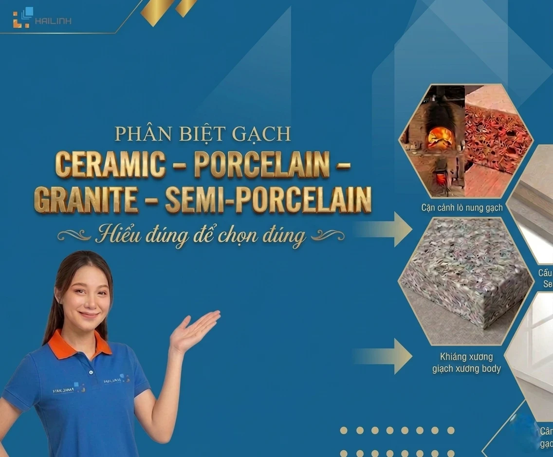 Phân biệt gạch Ceramic – Porcelain – Granite – Semi Porcelain