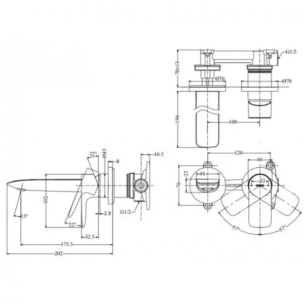 Ảnh Vòi chậu gắn tường TOTO TLG04309BB 2