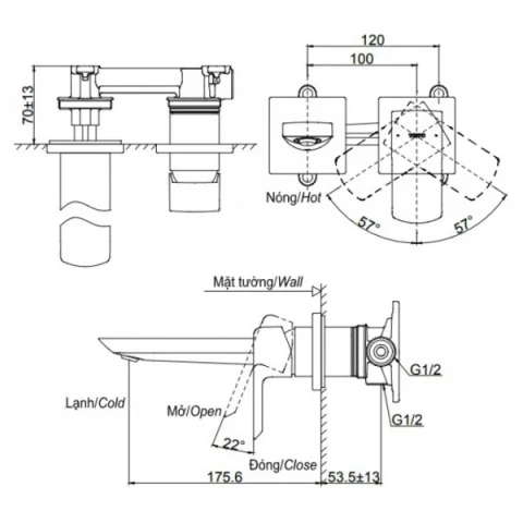 Ảnh Vòi chậu gắn tường TOTO TLG02310BB+ 2