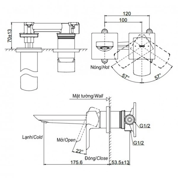 Ảnh Vòi chậu gắn tường TOTO TLG02310BB+ 2