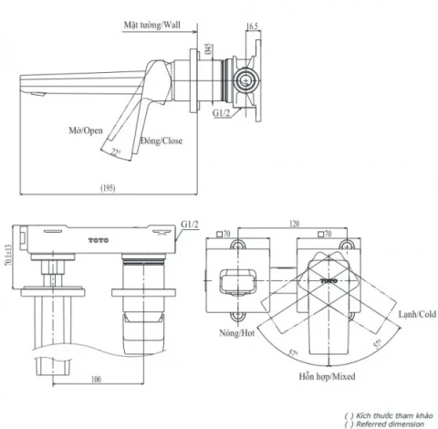 Ảnh Vòi chậu gắn tường TOTO TLG10307BB 2