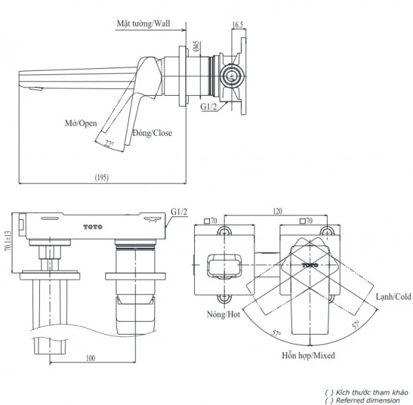 Ảnh Vòi chậu gắn tường TOTO TLG10307BB 2
