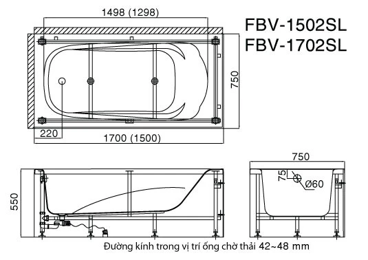 ban ve bon tam Inax FBV-1702SR, FBV-1702L