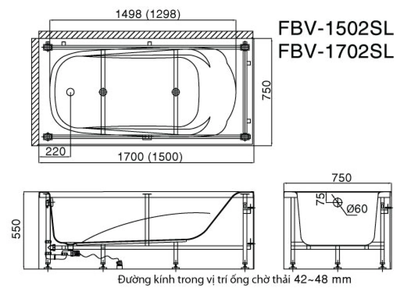 ban ve bon tam Inax FBV-1702SR, FBV-1702L