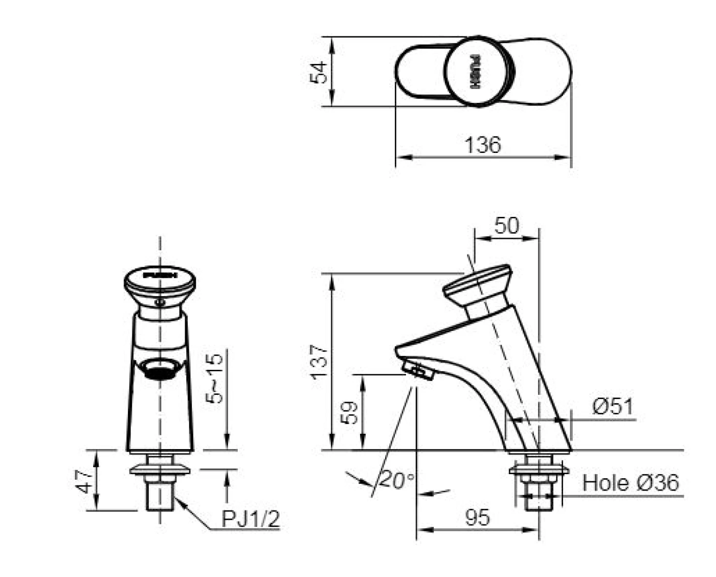 voi chau 1 duong lanh Inax LFV-P02B