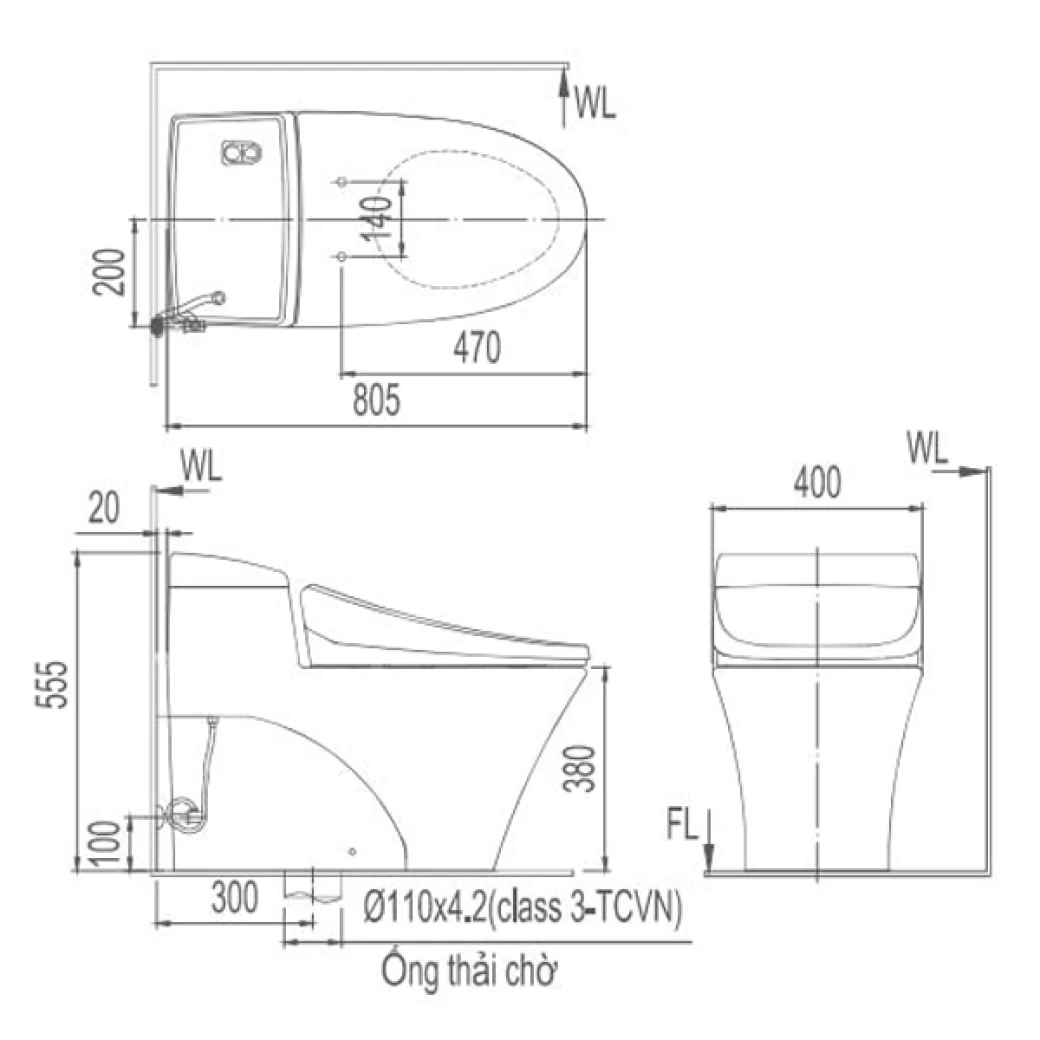  Ban ve ky thuat Bon cau Inax AC-1017R+CW-KB22AVN
