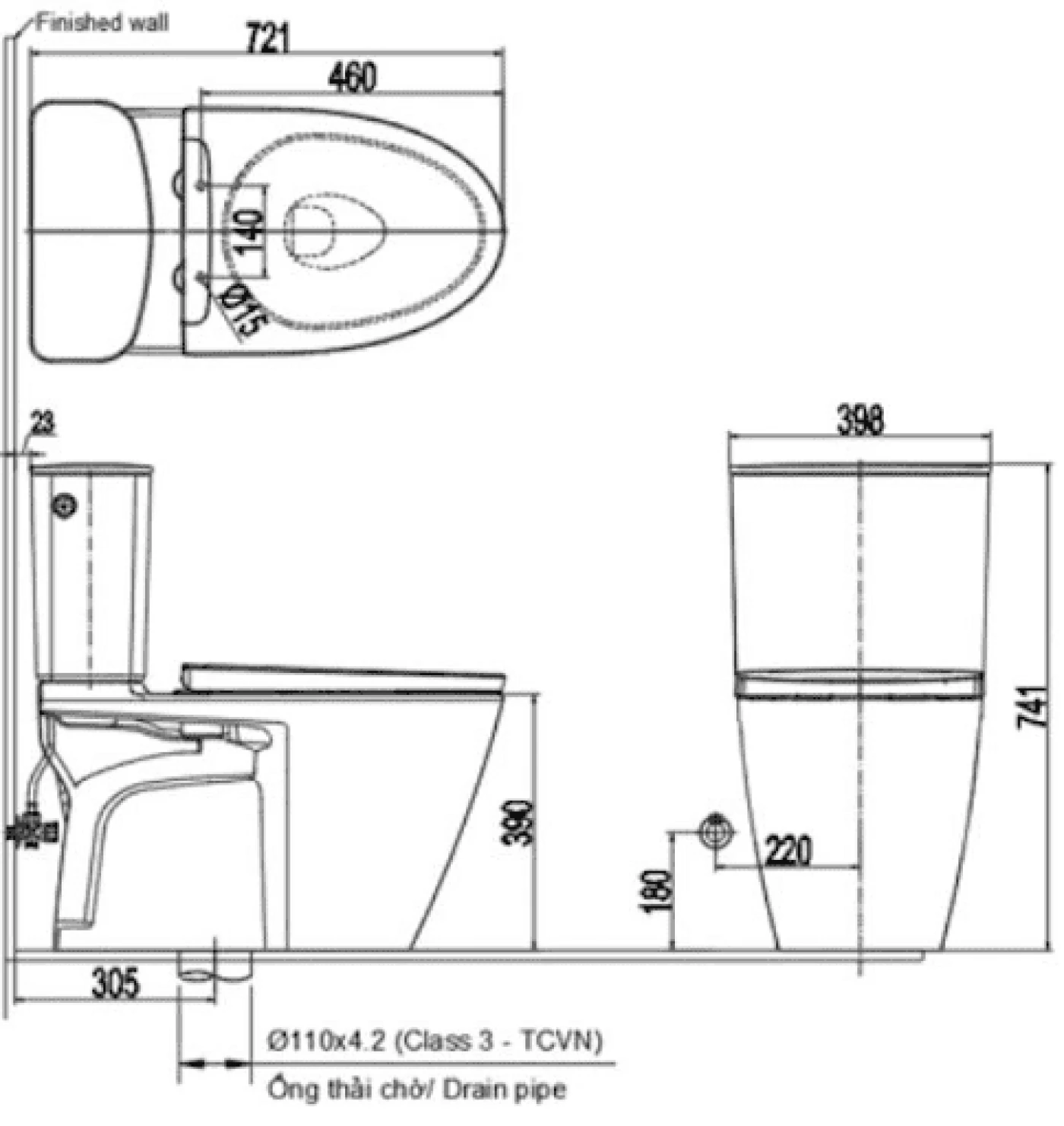 ban ve ky thuat bon cau 2 khoi Inax ACT-602VN