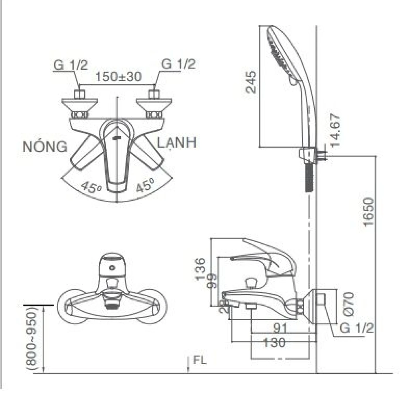 ban ve sen tam Inax BFV-3003S-1C