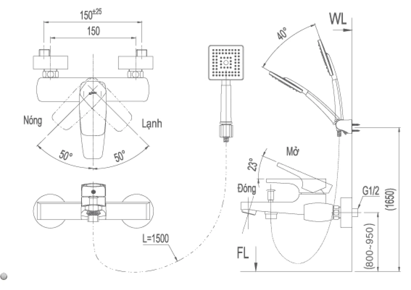 ban ve sen tam Inax BFV-5003S-5C