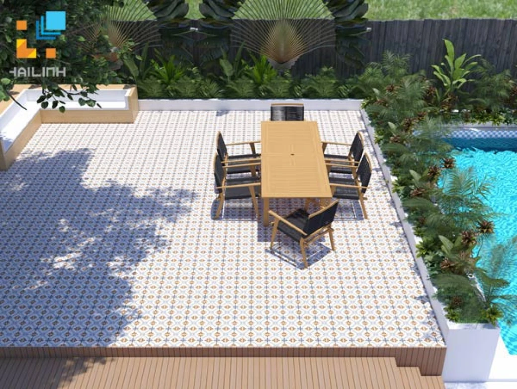 phối cảnh gạch bông Đồng Tâm HOAMY004