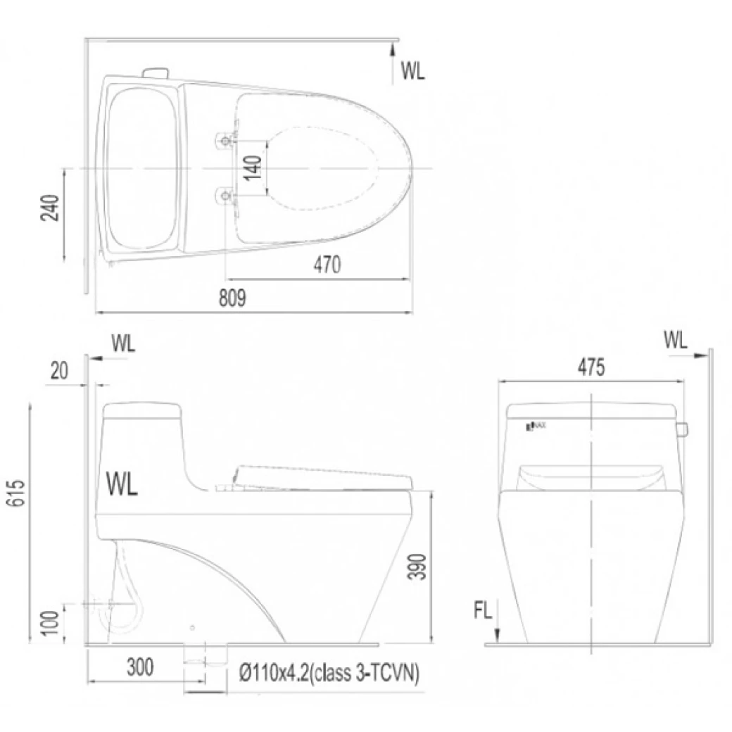 Ban ve bon cau nap rua co Inax AC-1035+CW-S15VN