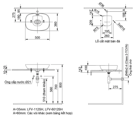 Ảnh Chậu rửa dương bàn Inax AL-622V 2