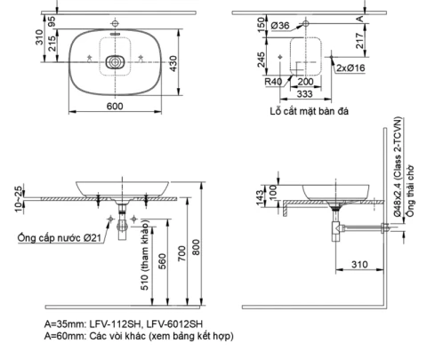 Ảnh Chậu rửa dương bàn Inax AL-682V 2