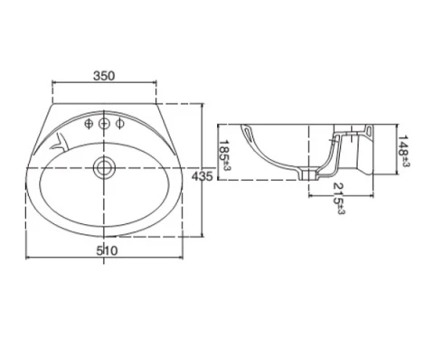 Ảnh Chậu rửa treo tường Viglacera VTL2 2