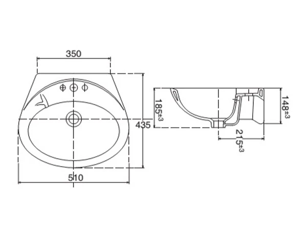 Ảnh Chậu rửa treo tường Viglacera VTL2 2