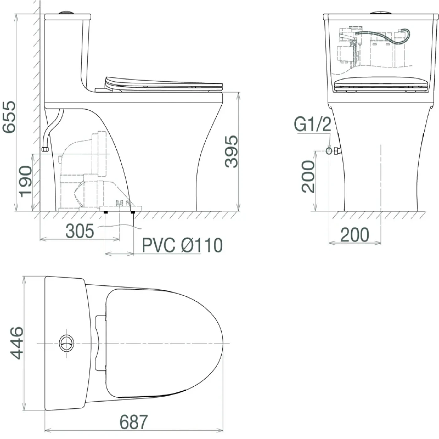 ban ve ky thuat bon cau 1 khoi viglacera hl2
