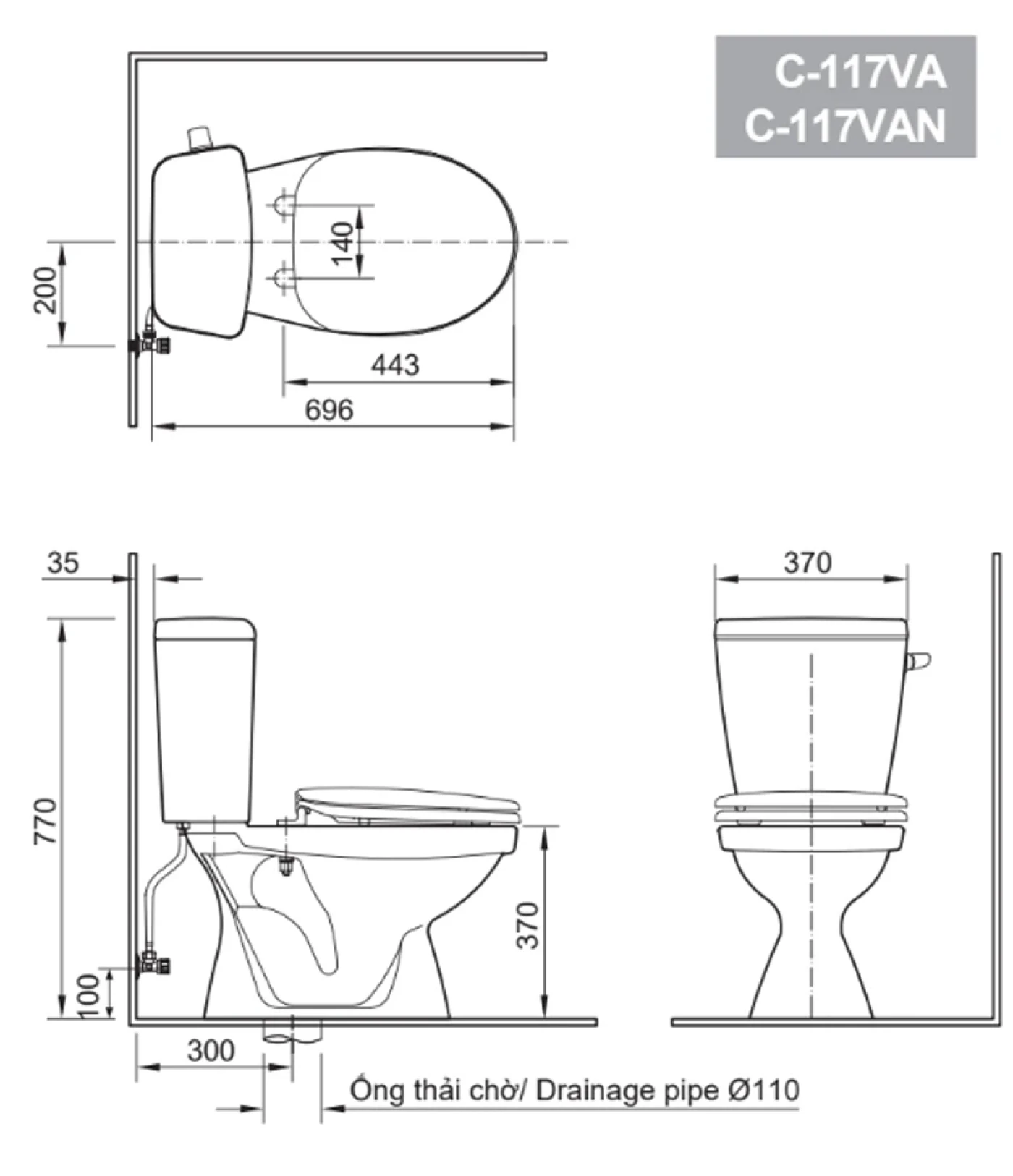 ban ve ky thuat bon cau inax c 117va
