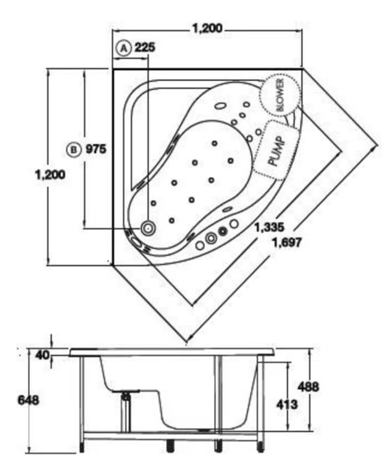Ảnh Bồn tắm xây Cotto BT234PP(H) 2