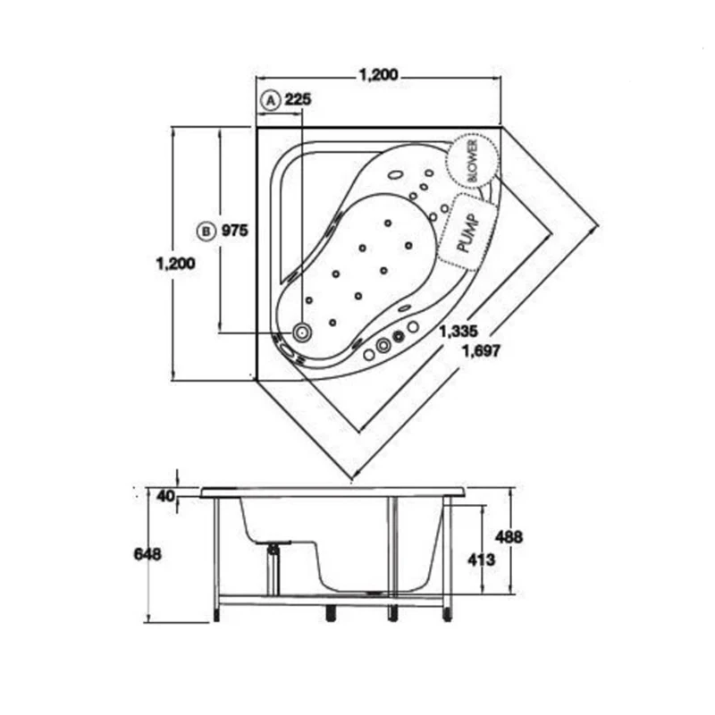 Ảnh Bồn tắm xây Cotto BWA434PP 2