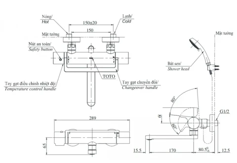 Ảnh Sen tắm nóng lạnh TOTO TBV03429V/TBW02017A 3