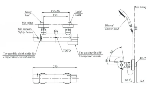 Ảnh Sen tắm nóng lạnh TOTO TBV03431V/TBW02017A 3