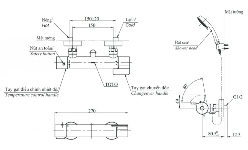 Ảnh Sen tắm nóng lạnh TOTO TBV03431V/TBW02017A 3