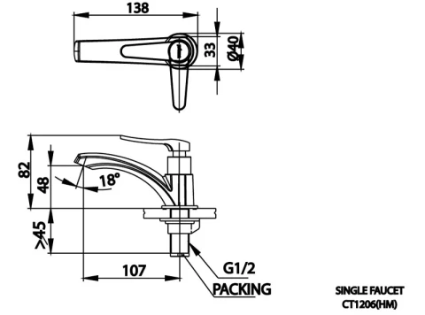 Ảnh Vòi chậu 1 đường lạnh Cotto CT1206(HM) 3