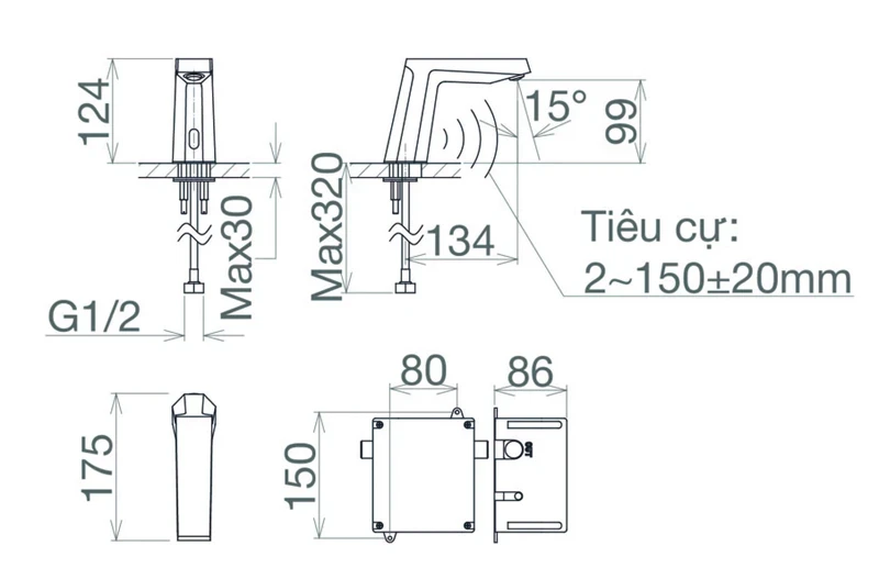 Ảnh Vòi chậu cảm ứng Viglacera VG1028.1 2