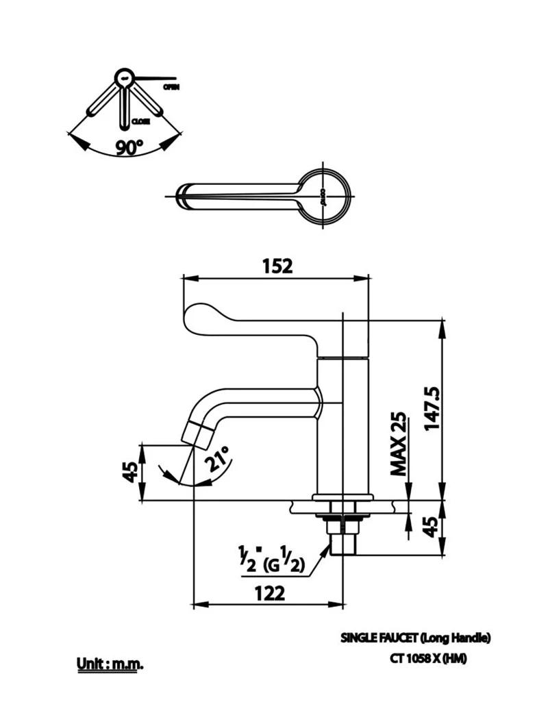 Ảnh Vòi chậu 1 đường lạnh Cotto CT1058X(HM) 4